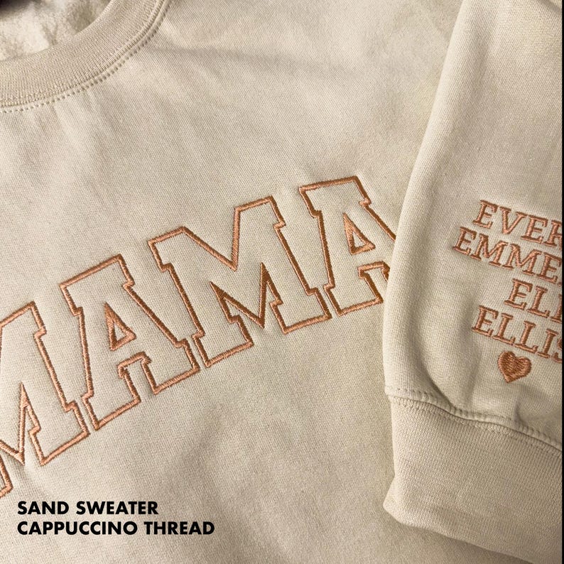 Embroidered Personalized Mama Sweatshirt with Kid Name on Sleeve Mothers Day Gift Birthday Gift Mom New Mom Gift Minimalist Cool Mom Sweater image 17
