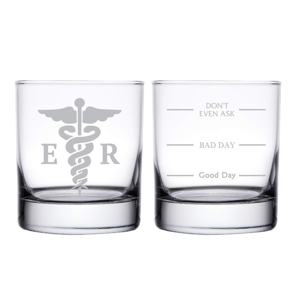 ER Doctor Whiskey Glass -Old Fashioned Glass -Funny Personalized Etched Glasses- Gift for Emergency Room Doctor- Gift for Doctor