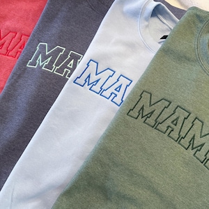 Embroidered Personalized Mama Sweatshirt with Kid Name on Sleeve Mothers Day Gift Birthday Gift Mom New Mom Gift Minimalist Cool Mom Sweater image 14