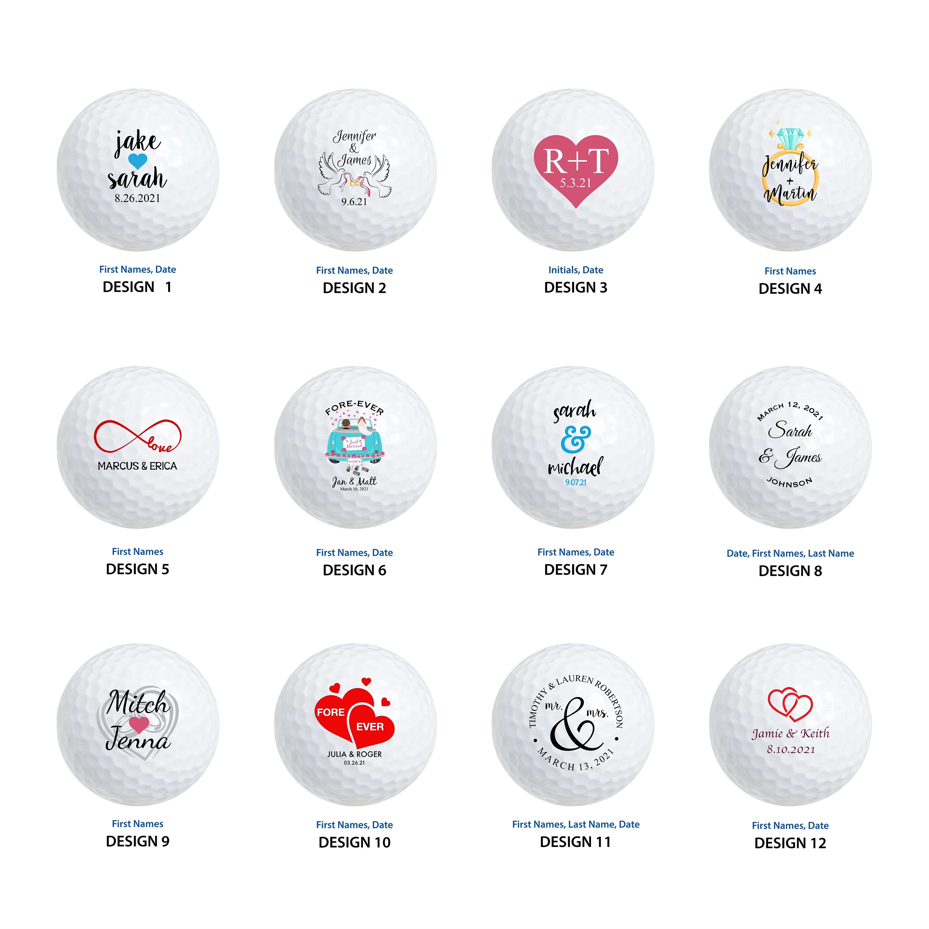 Personalized Wedding Golf Ball Favors , Custom Wedding Day Gift,Color Printed, Wedding Custom Golf Ball, wedding favors for guests in bulk