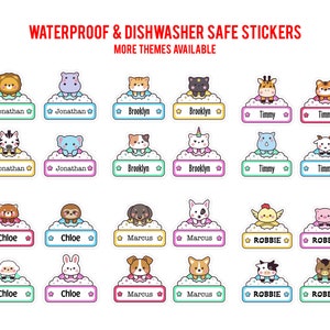 Etichette personalizzate con nome per materiale scolastico/Adesivi impermeabili personalizzati/Etichette lavabili in lavastoviglie per bambini/Etichette personalizzate con nome/Etichette per asili nido