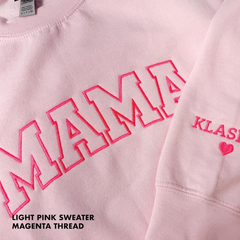 Embroidered Personalized Mama Sweatshirt with Kid Name on Sleeve Mothers Day Gift Birthday Gift Mom New Mom Gift Minimalist Cool Mom Sweater image 11