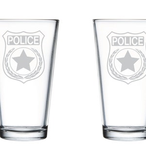 Police Officer- Profession Pint Glass- Set of 2- Gift for Police Officer- Free Personalization