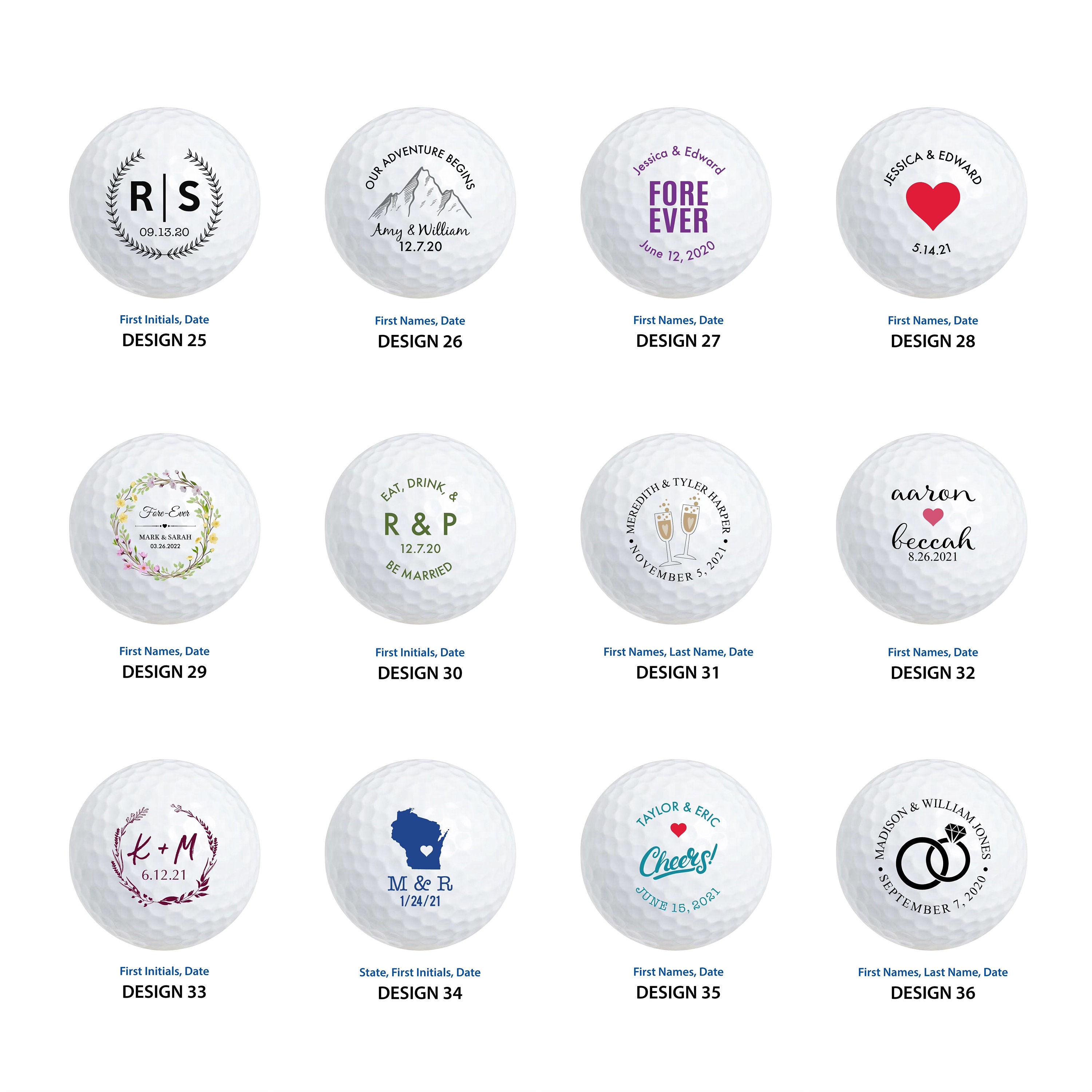 Personalized Wedding Golf Ball Favors , Custom Wedding Day Gift,Color Printed, Wedding Custom Golf Ball, wedding favors for guests in bulk
