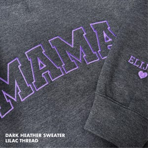 Embroidered Personalized Mama Sweatshirt with Kid Name on Sleeve Mothers Day Gift Birthday Gift Mom New Mom Gift Minimalist Cool Mom Sweater image 4
