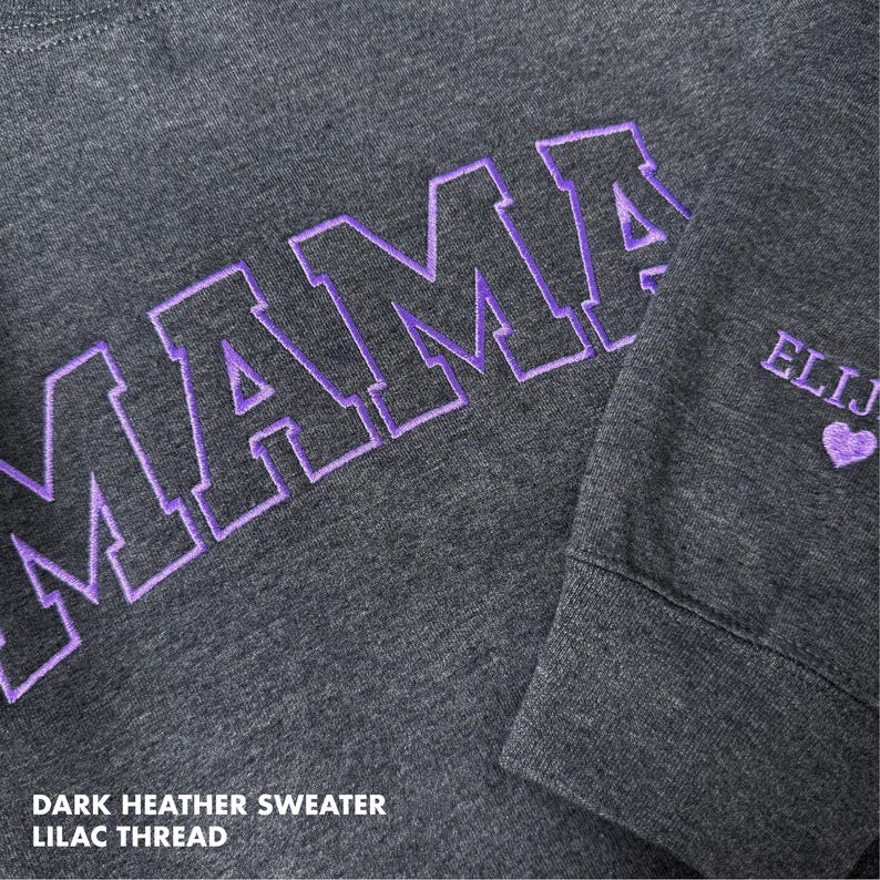 Embroidered Personalized Mama Sweatshirt with Kid Name on Sleeve Mothers Day Gift Birthday Gift Mom New Mom Gift Minimalist Cool Mom Sweater image 4