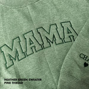 Embroidered Personalized Mama Sweatshirt with Kid Name on Sleeve Mothers Day Gift Birthday Gift Mom New Mom Gift Minimalist Cool Mom Sweater image 16