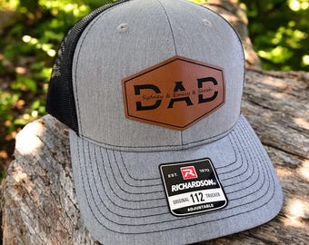 Personalized Dad Patch Hat, Dad Birthday Gift, New Dad Gift, Gift For Husband, Trucker Hat, Leather Patch Hat, Custom Hat, New Dad Present
