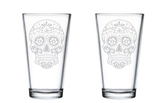 Dia De Los Muertos Beer Glass Mexico Beer Can Glass Engraved 