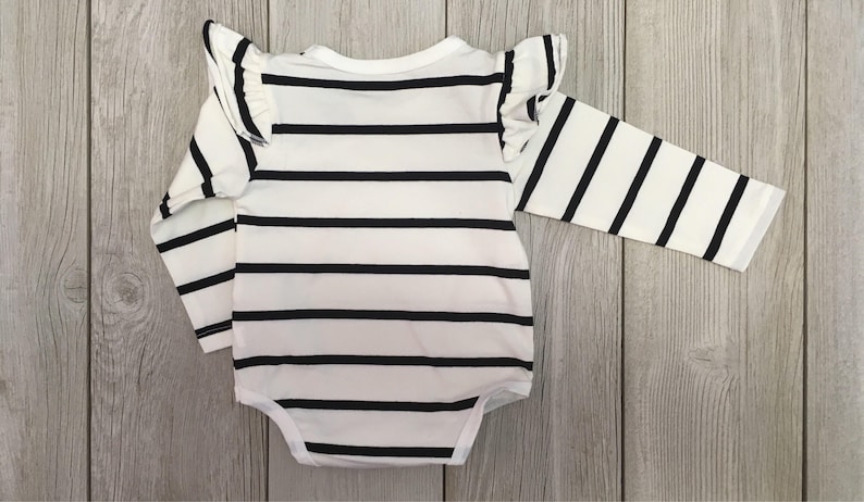Black and white stripe long sleeve bodysuit with dripping bunny and cross bones hand printed baby girls Easter punk toddler leotard