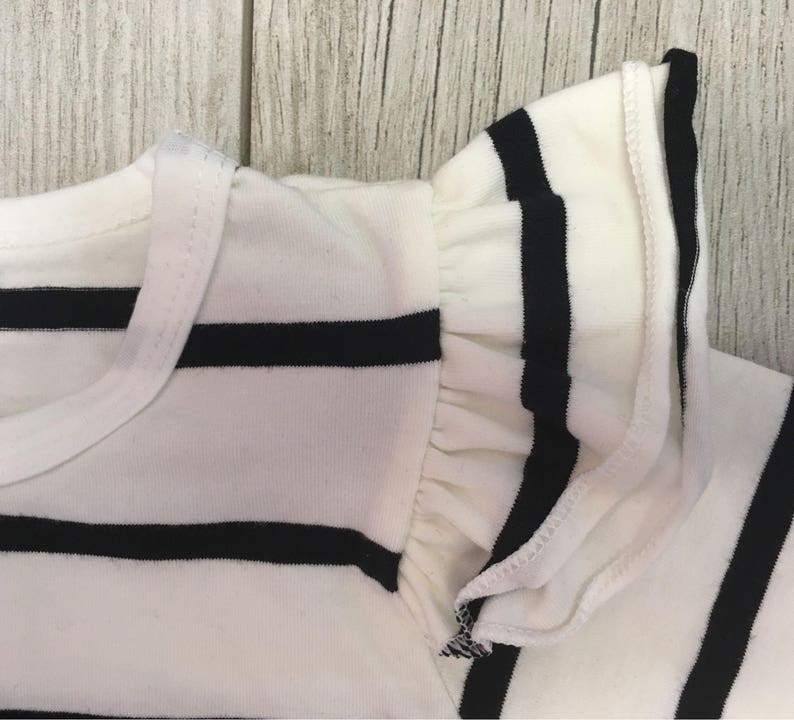 Black and white stripe long sleeve bodysuit with dripping bunny and cross bones hand printed baby girls Easter punk toddler leotard