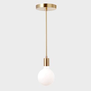 Minimal Stem Pendant Light - Solid Brass, Modern, Mid-Century, Industrial, Period Lighting, Vintage