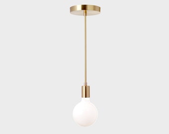 Minimal Stem Pendant Light - Solid Brass, Modern, Mid-Century, Industrial, Period Lighting, Vintage