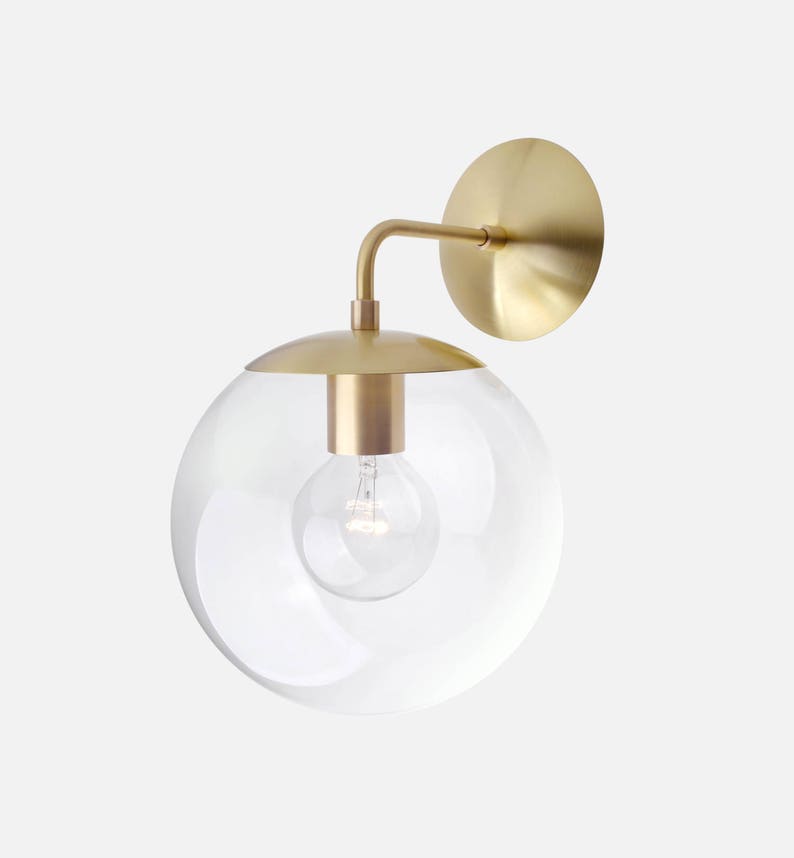 Mid Century Modern Clear Glass Globe Wall Sconce Light 8 Image 0