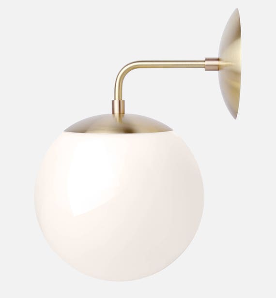 Mid Century Modern Opal Glass Globe Wall Sconce Light 8 Solid