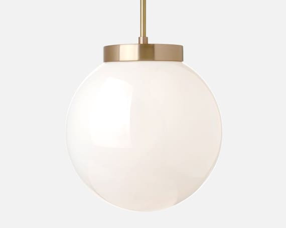 Glass Globe 10 Pendant Light With Stem Solid Brass Hand Blown