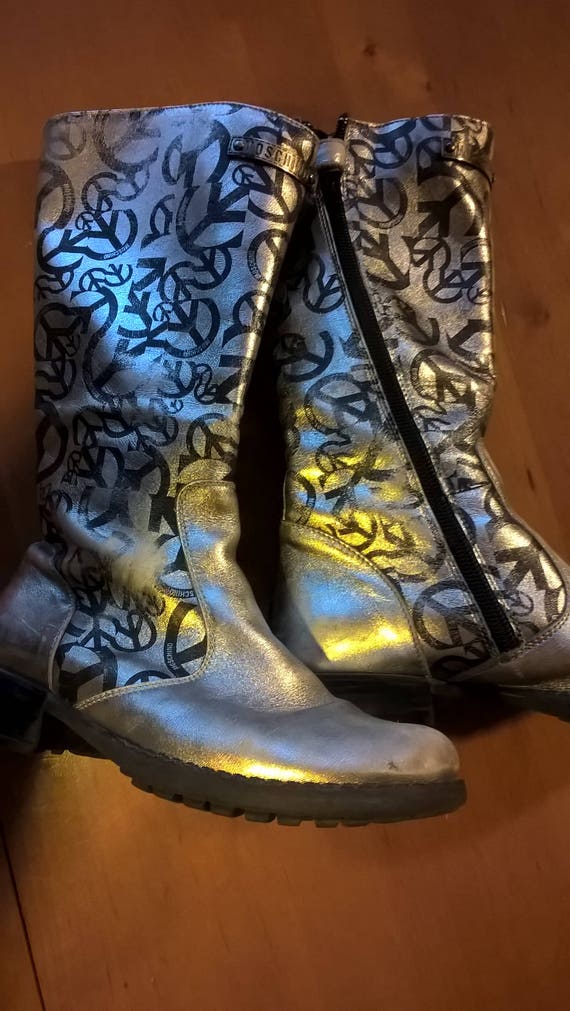 Moschino Girls Silver Boots Sz 32 Etsy