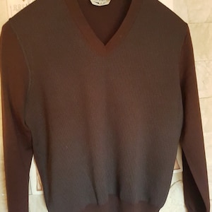 Hermes Auth Mens merino wool Knit  brown cherry red Jumper pullover M Italy
