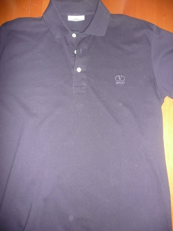Valentino Sport 100% Cotton Dark Blue Mens Polo T-shirt