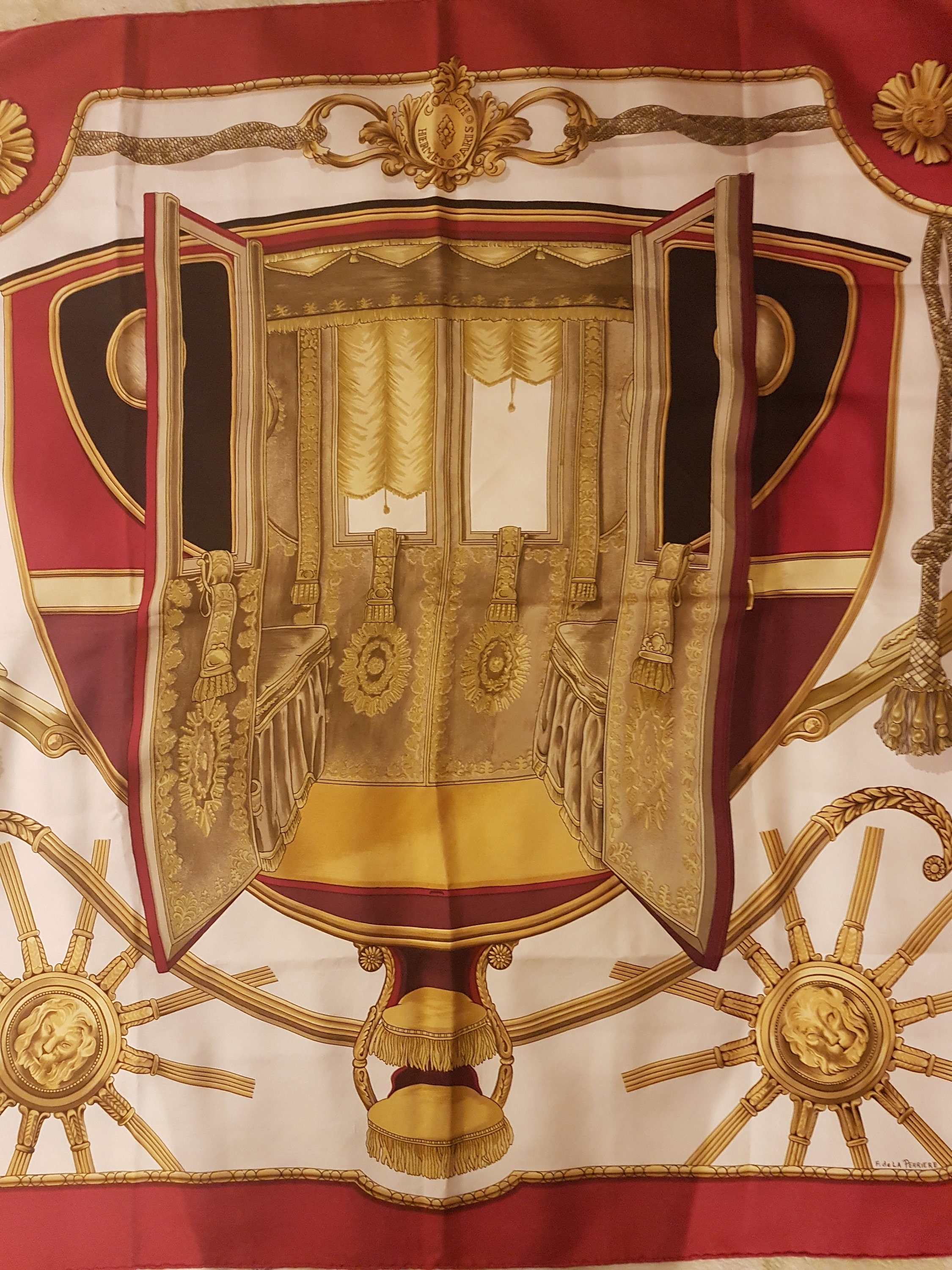 HERMES ゴールデンコーチ スカーフ Hermes Paris Coach De La Perriere Silk Scarf - Etsy