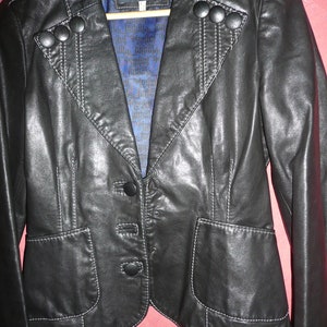 Armani jeans Vintage Ladies Black Leather Jacket Size 6