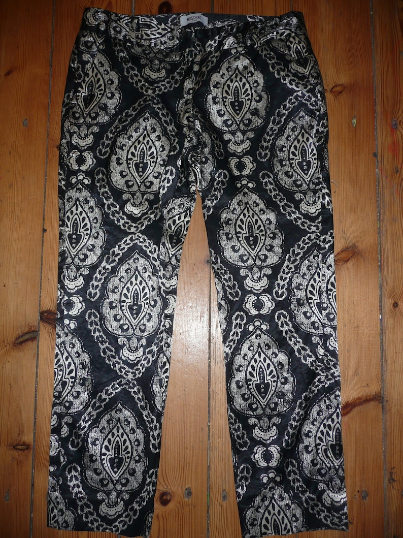 Moschino jeans donna black white ladies pants capri trousers made in Romania