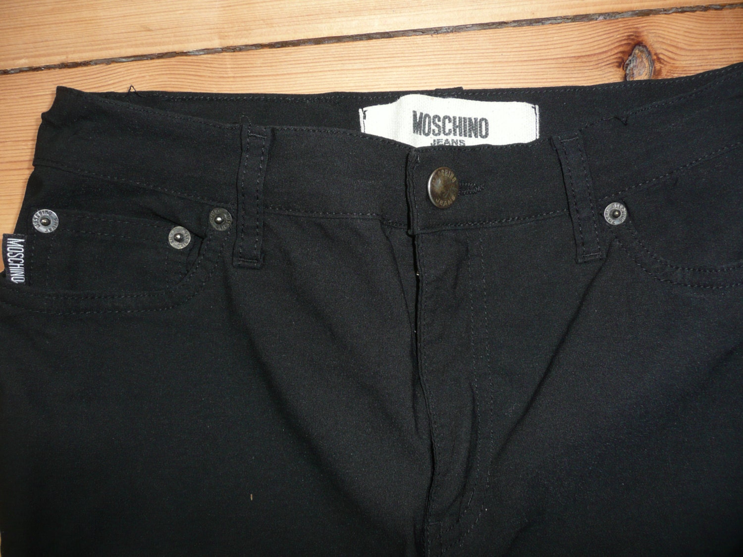 Moschino Jeans Black Elastic Pants Trousers Size 27 Etsy UK