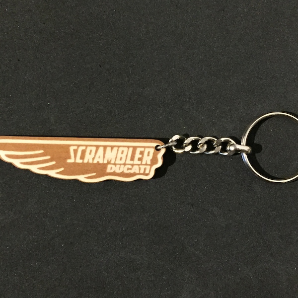 Keychain Wood Ducati Scrambler handcrafted reproduction