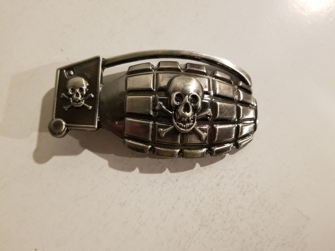 Hand Grenade / Skull Belt Buckle Etsy