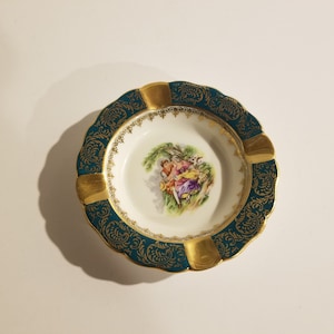 Vintage - Limoges  - Portrait Porcelain Ashtray 4 3/8 inch - Made in France