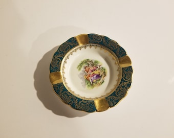 Vintage - Limoges  - Portrait Porcelain Ashtray 4 3/8 inch - Made in France