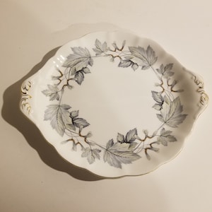 Royal Albert ‘Silver Maple’  10 1/4 x 9 inch Cake Plate Bone China England