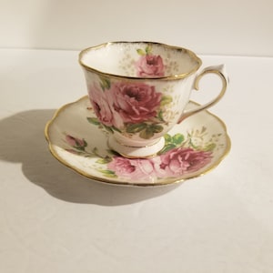 Royal Albert American Beauty Tea Cup and Saucer England Bone China