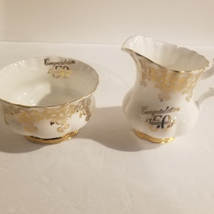 Royal Albert - 50th Anniversary (Gold) - Sugar Bowl & Creamer - England Bone China