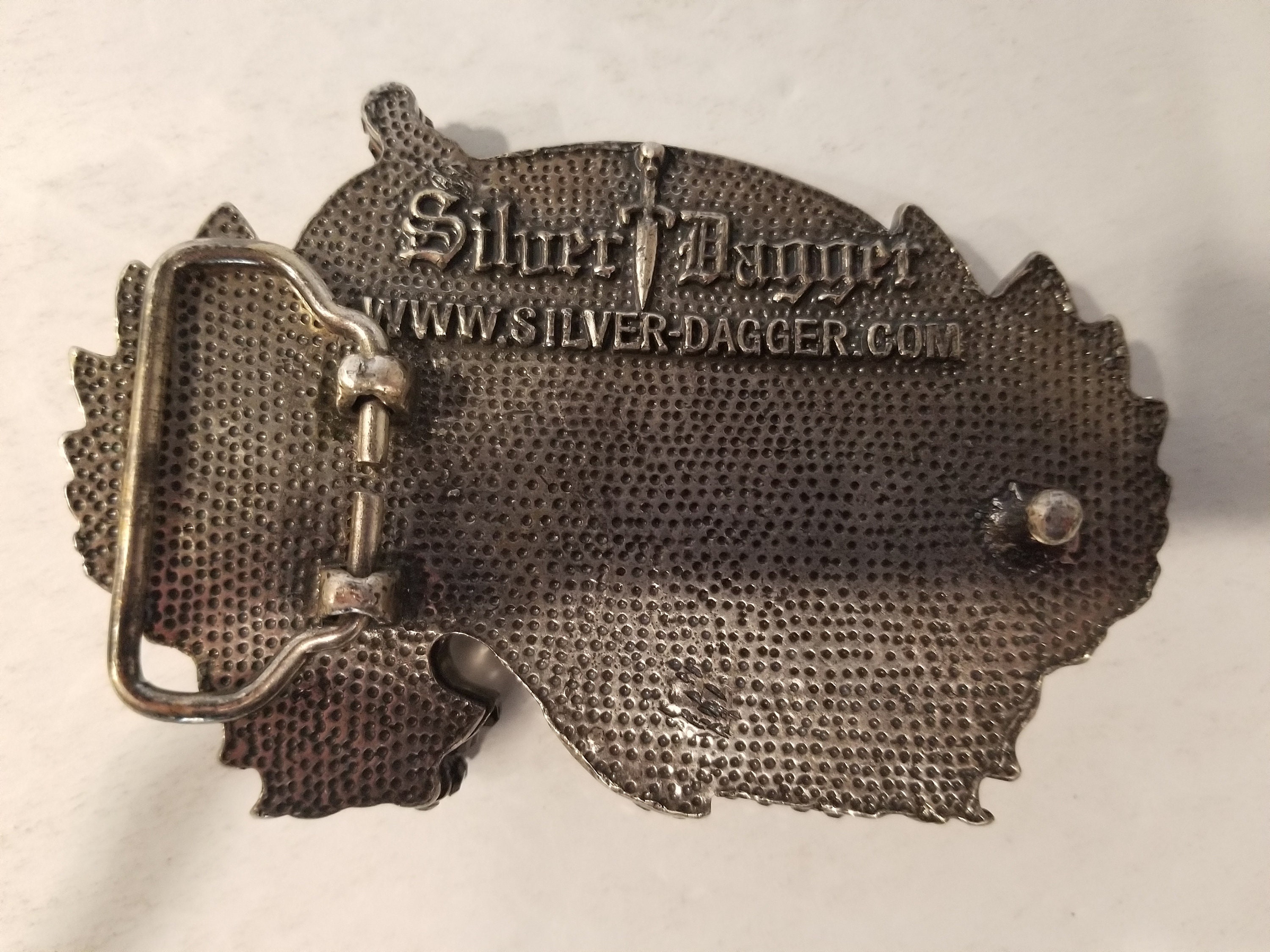 SILVER DAGGER Belt Buckle Vintage, Dragon Crystals Color Silver And Black. Dragon Sterling Silver Belt Buckle — 162g | Bikerringshop main image 3
