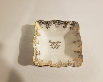 Royal Albert - 50th Anniversary (Gold) Small Candy Dish 4 1/2 inch - England Bone China
