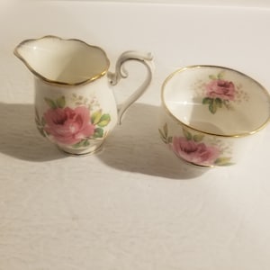 Royal Albert American Beauty Cream & Sugar England Bone China