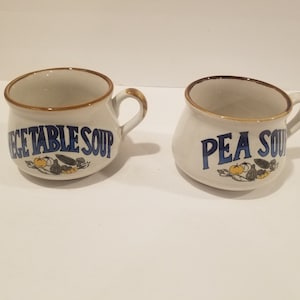 Set of 2 Vintage Hand Made Soup Bowl Mugs by Festival Made in Korea
