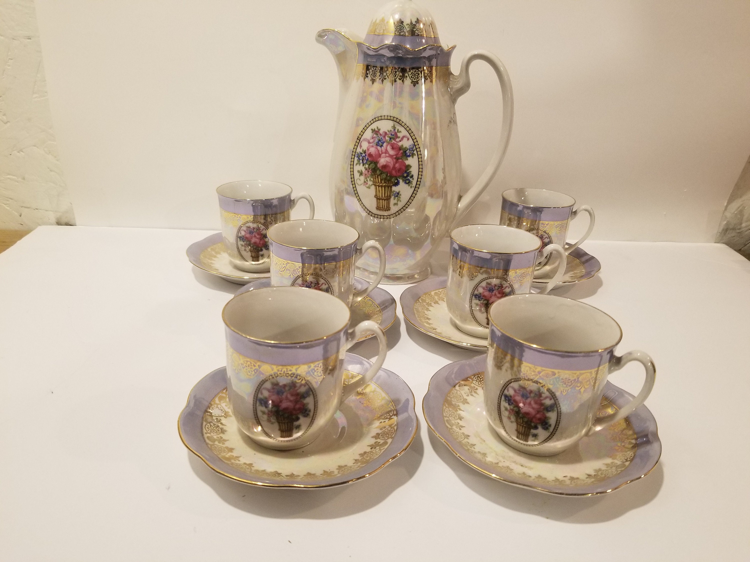 食器  tea set Tea Set - Tea Pot 6 Cups & Saucers (no Markings) - Etsy Hong Kong