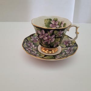 Royal Albert Provincial Flowers Purple Violet Tea Cup and Saucer - Made in England