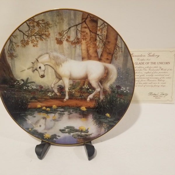 Collector Plate - The Hidden Glade Of The Unicorn by Ruth Sanderson - Princeton Gallery - Japan