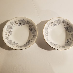 Royal Albert ‘Silver Maple’ (2) Fruit Nappies 5 1/2 inch Bone China England