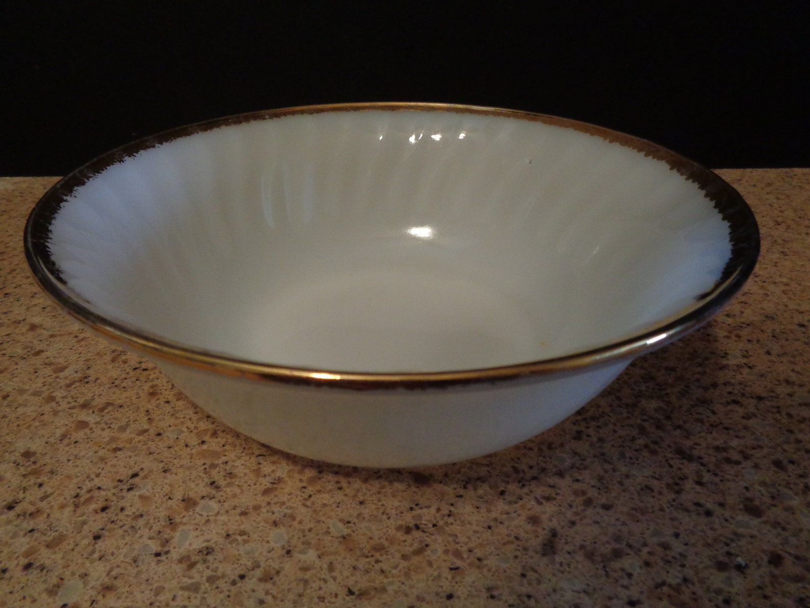 Fire King Swirl Pattern Milk Glass With Gold Trim 8 Inch Etsy
