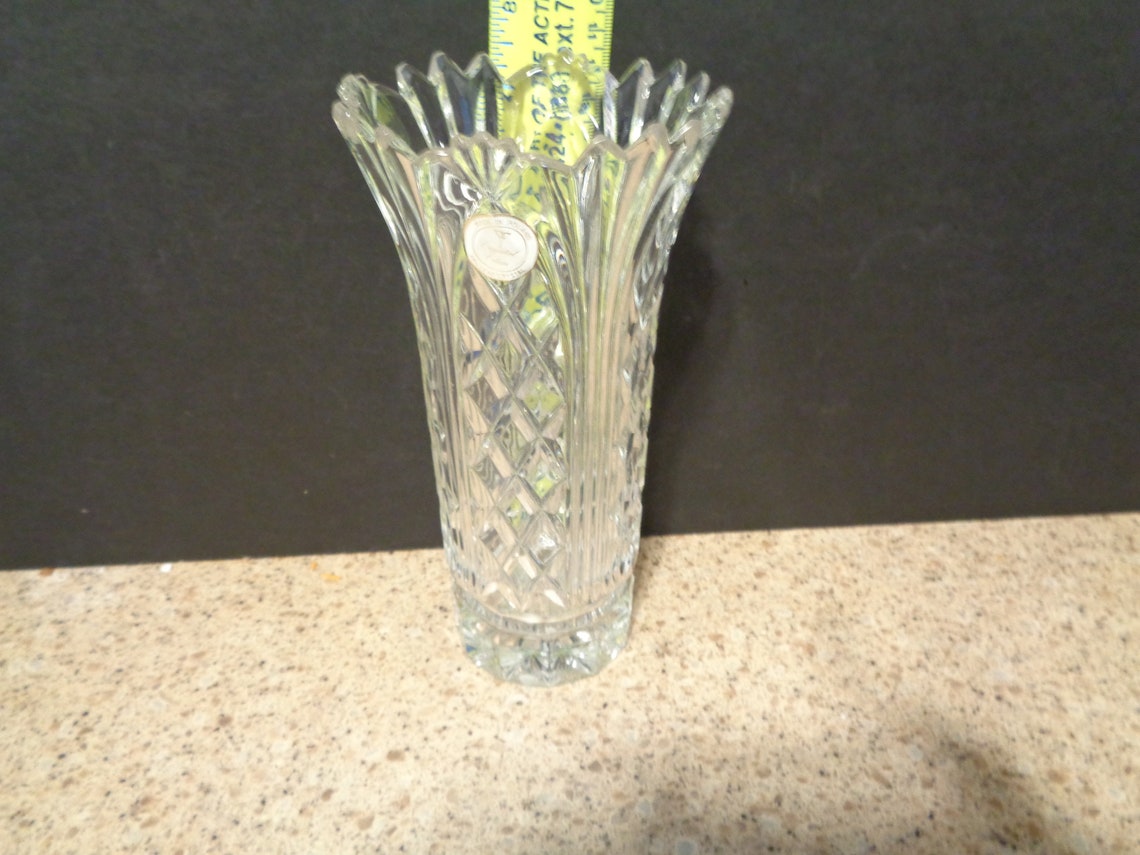 Vintage Cut crystal Clear Vase Made in Poland Etsy