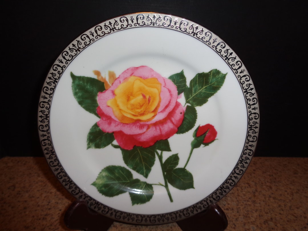 Platinum Buffet Royal Gallery Large Yellow Pink Accent Salad Etsy