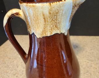Roseville ? Brown Drip Glaze USA Pitcher Vintage Pottery Ceramic 10” Tall