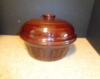 Reduced Nov 23 Vintage Brown Ovenproof Stoneware Casserole Dish with Lid VGUC