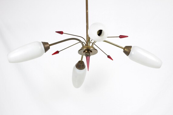 Atomic Retro Mid Century Ceiling Light With Red Shooting Stars