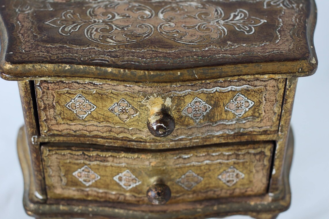Musical Florentine Jewellery Box Italian Florentine Gold Etsy