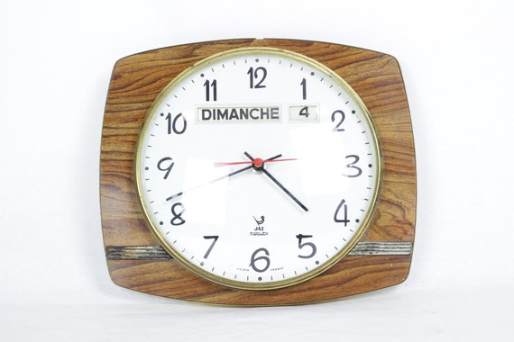 Mid Century Jaz Wall Clock With Day And Date In French Etsy